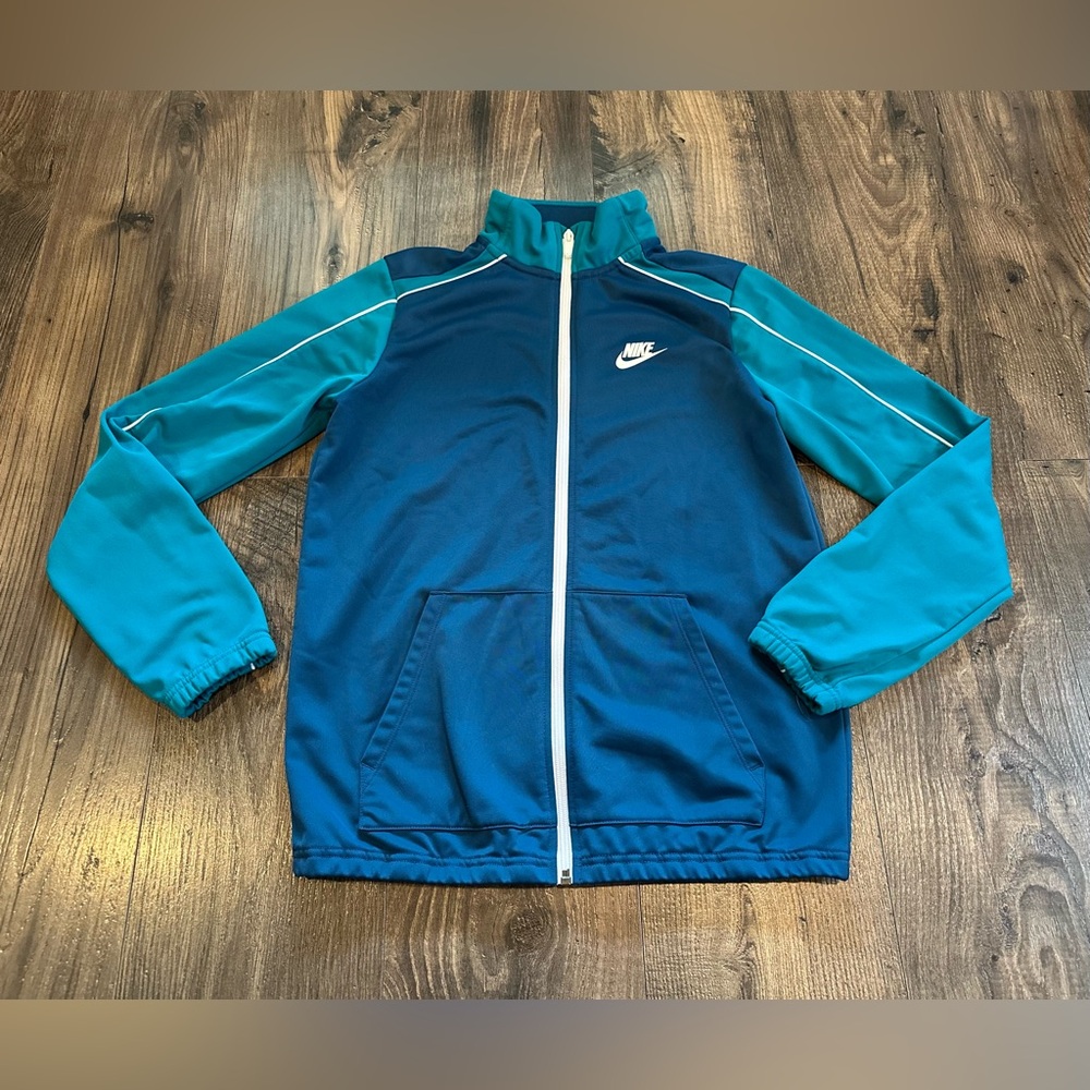 GUC Youth Kid's Nike Track Jacket, Full Zip, Teal Blue, Size: XL